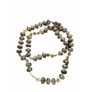 Premier Design Metallic Crystal Bead Necklace Faceted Graduated Statement 36"